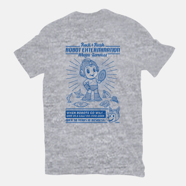 Mega Robot Extermination Services-womens basic tee-Firebrander