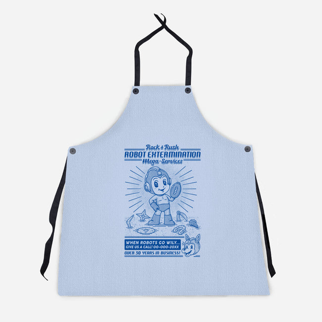 Mega Robot Extermination Services-unisex kitchen apron-Firebrander