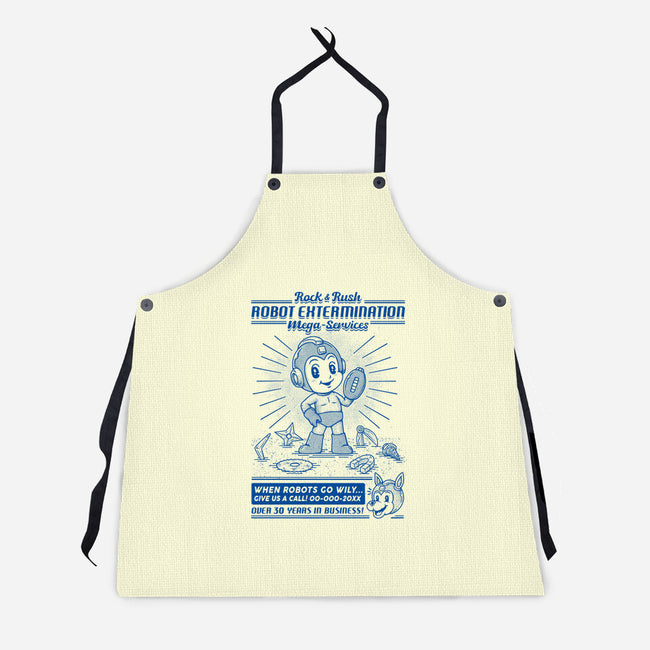 Mega Robot Extermination Services-unisex kitchen apron-Firebrander