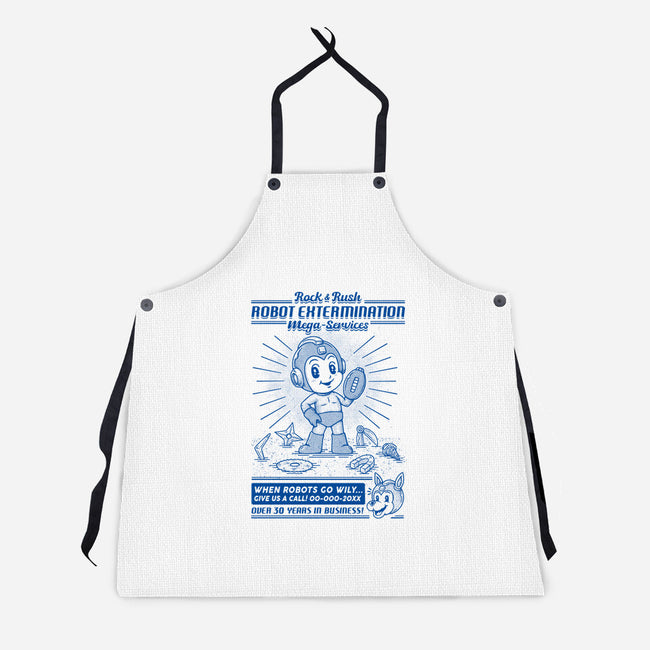 Mega Robot Extermination Services-unisex kitchen apron-Firebrander