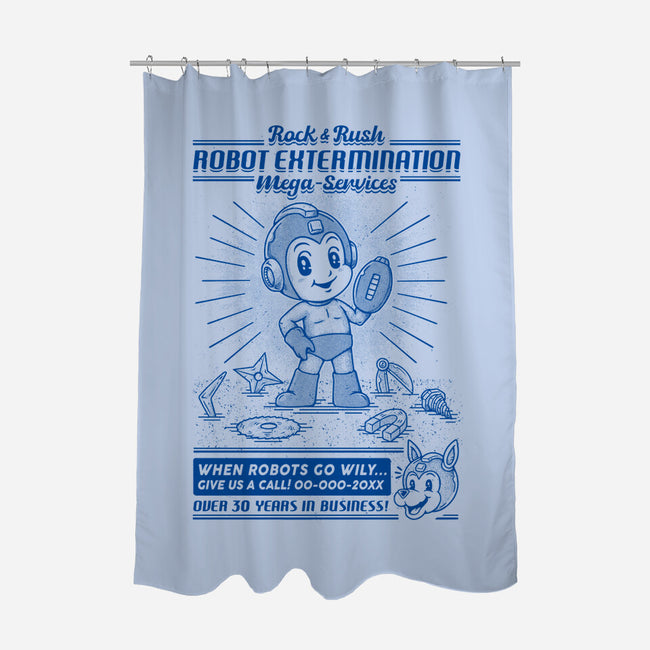 Mega Robot Extermination Services-none polyester shower curtain-Firebrander