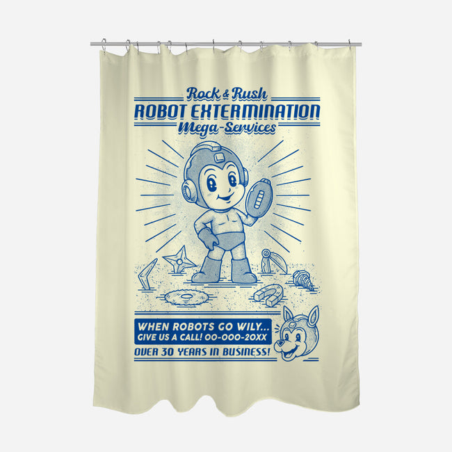 Mega Robot Extermination Services-none polyester shower curtain-Firebrander