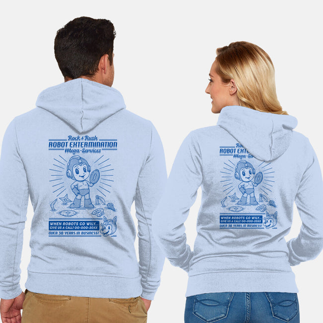 Mega Robot Extermination Services-unisex zip-up sweatshirt-Firebrander