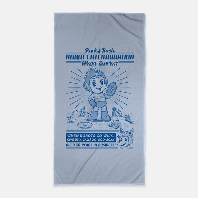 Mega Robot Extermination Services-none beach towel-Firebrander