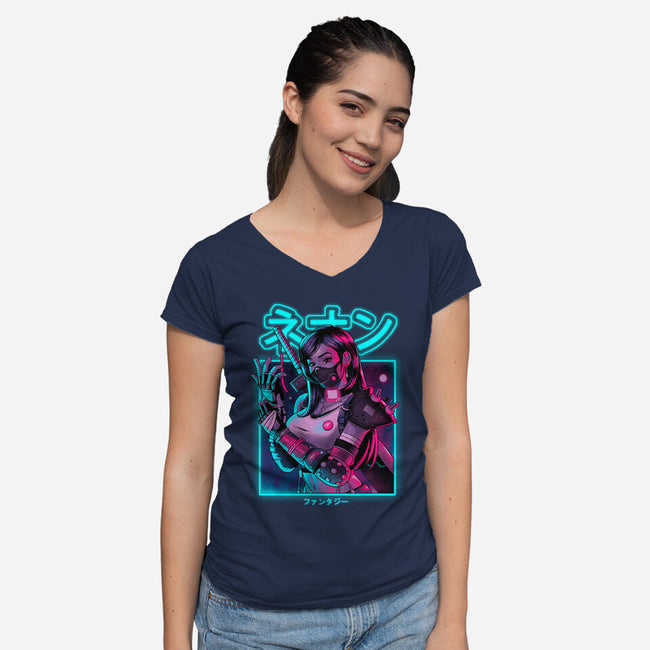 Neon Fantasy-womens v-neck tee-Bruno Mota