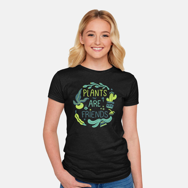 Plants Are Friends-womens fitted tee-Mushita