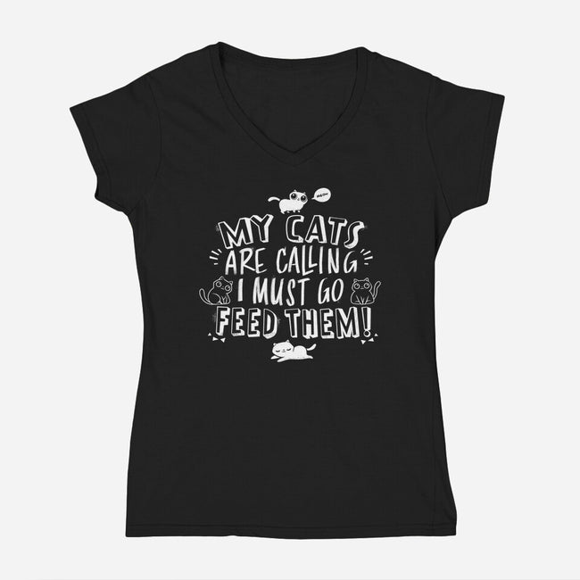 My Cats Are Calling-womens v-neck tee-tobefonseca