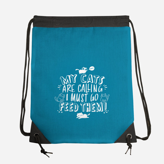 My Cats Are Calling-none drawstring bag-tobefonseca