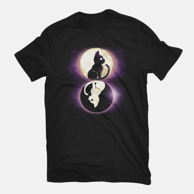 Moon Eclipse Cats-womens fitted tee-Vallina84