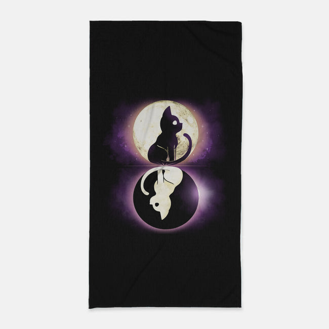 Moon Eclipse Cats-none beach towel-Vallina84