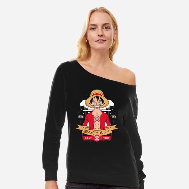Pirate Legend-womens off shoulder sweatshirt-Alundrart