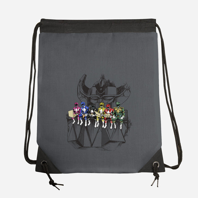Lunch Atop A Mega-none drawstring bag-zascanauta