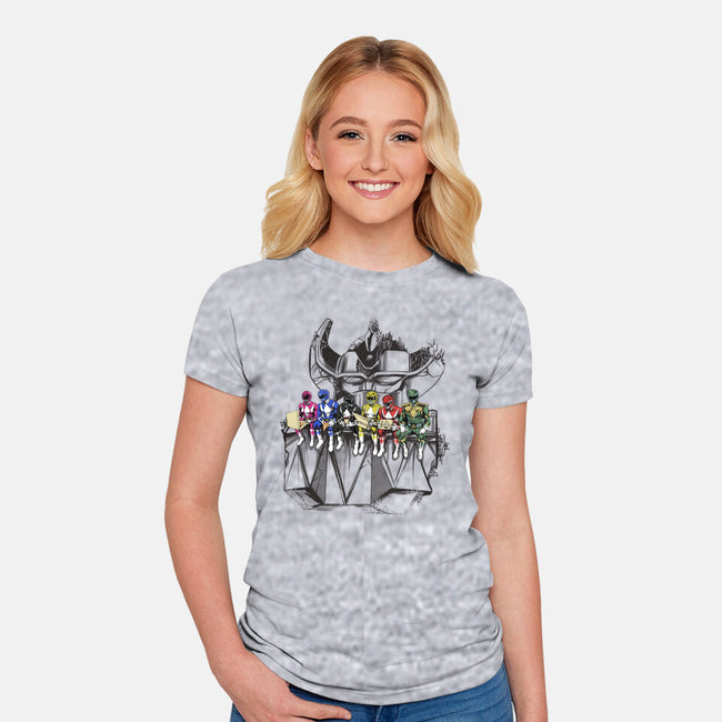 Lunch Atop A Mega-womens fitted tee-zascanauta