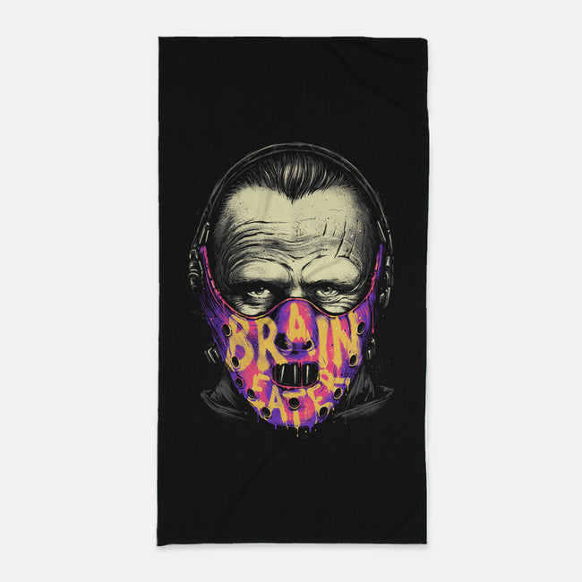 Brain Eater-none beach towel-glitchygorilla