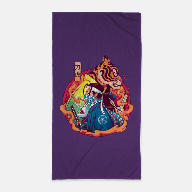 Katana Tiger-none beach towel-Bruno Mota