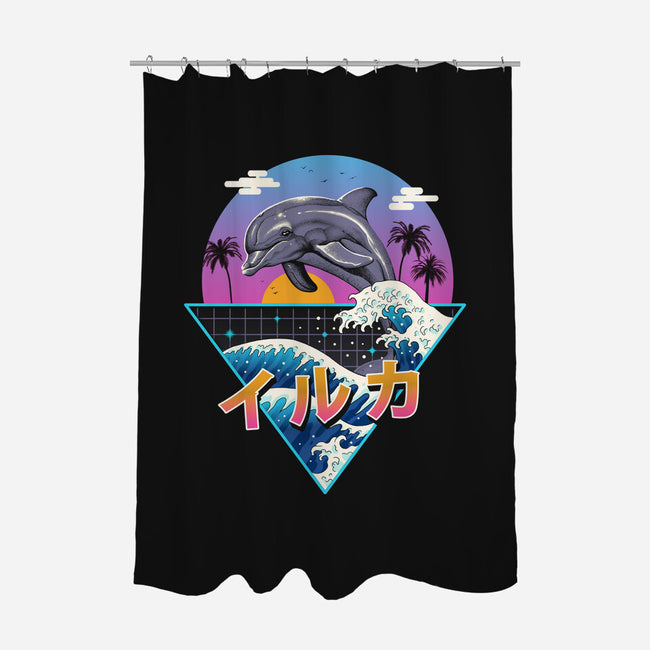 Dolphin Wave-none polyester shower curtain-vp021