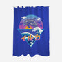 Dolphin Wave-none polyester shower curtain-vp021