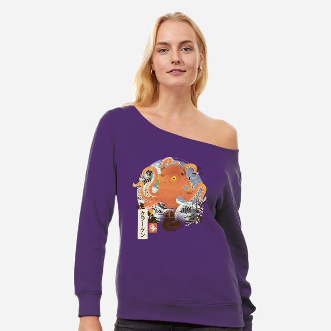 Kraken Adventure-womens off shoulder sweatshirt-dandingeroz