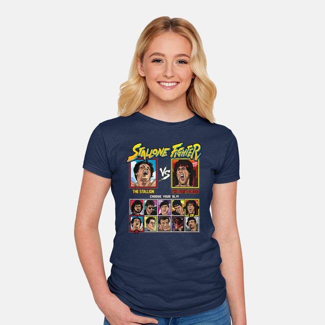 Stallone Fighter-womens fitted tee-Retro Review