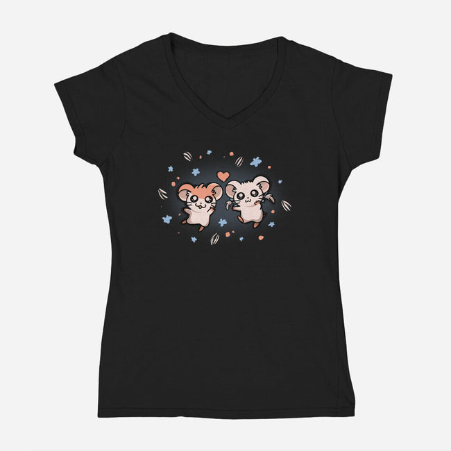 Ham Ham Love-womens v-neck tee-Mushita