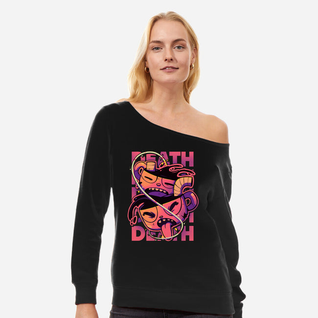 Cupdeath-womens off shoulder sweatshirt-Kabuto Studio