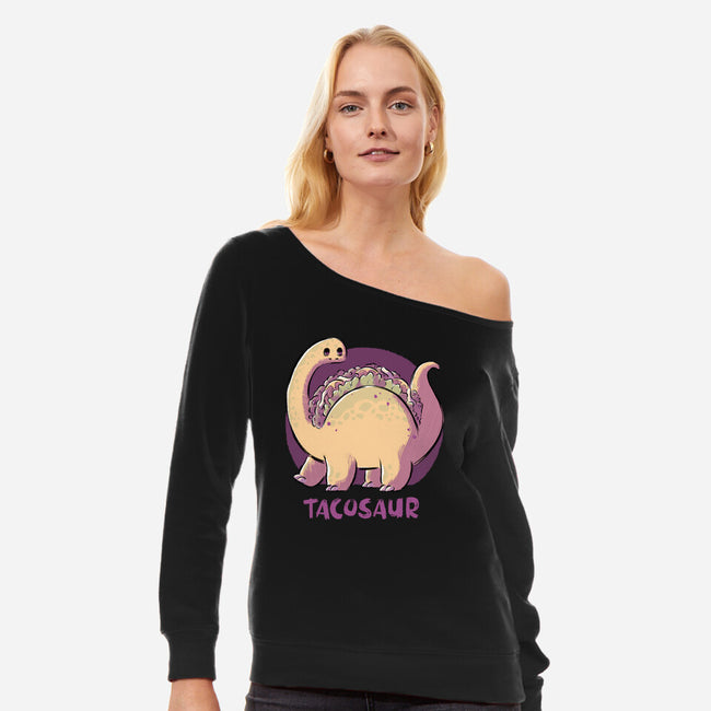 Tacosaur-womens off shoulder sweatshirt-xMorfina