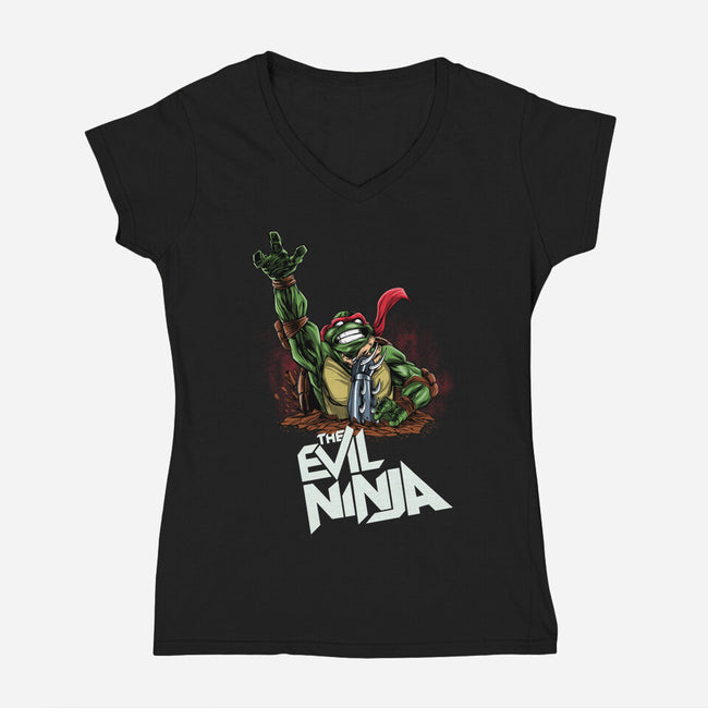 The Evil Ninja-womens v-neck tee-zascanauta