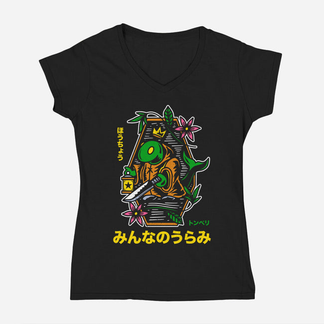 Tonberry Tattoo-womens v-neck tee-Logozaste