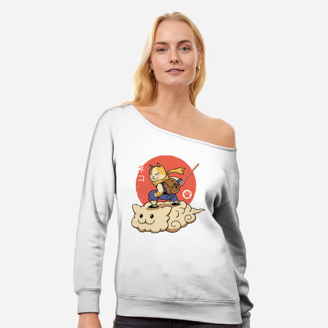 Kitten Cloud-womens off shoulder sweatshirt-vp021