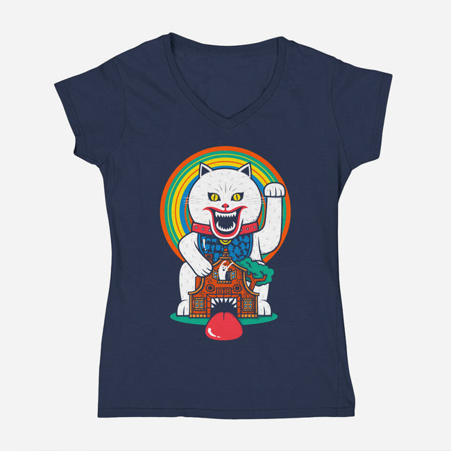 Haunted Cat House-womens v-neck tee-krisren28