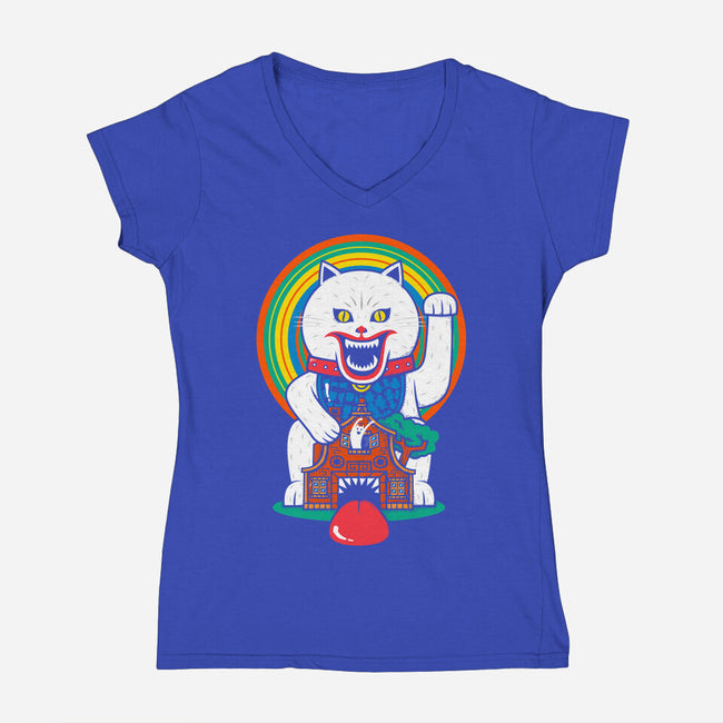 Haunted Cat House-womens v-neck tee-krisren28