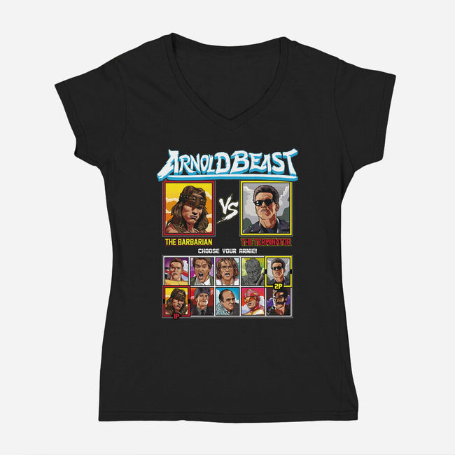 Arnold Beast-womens v-neck tee-Retro Review