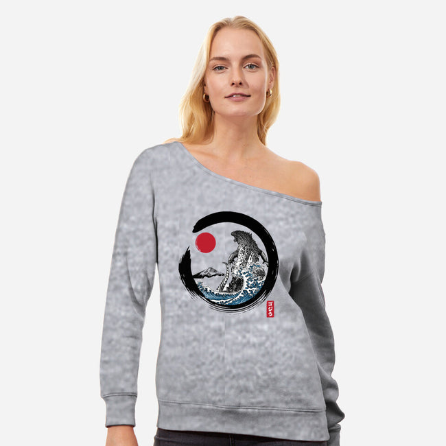 Enso Kaiju-womens off shoulder sweatshirt-DrMonekers