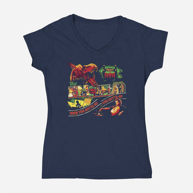 Visit Isla Nublar-womens v-neck tee-goodidearyan