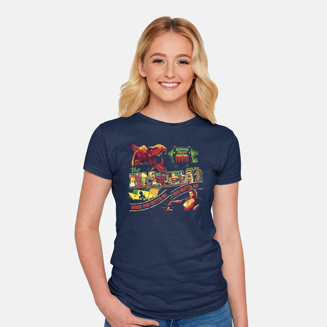 Visit Isla Nublar-womens fitted tee-goodidearyan