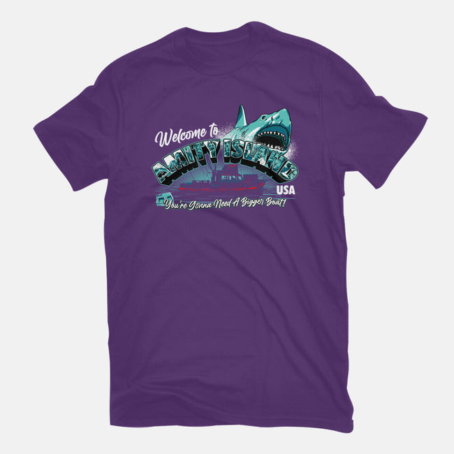 Welcome To Amity Island-youth basic tee-goodidearyan