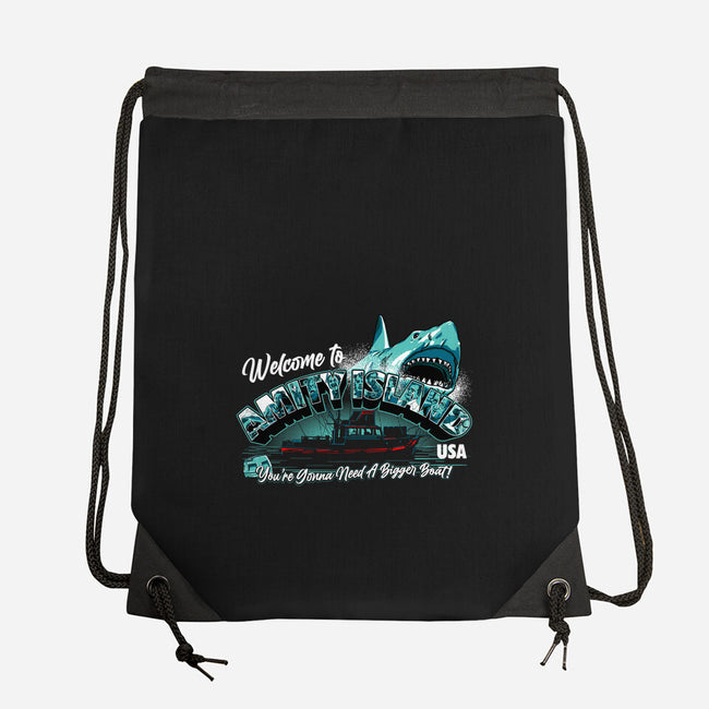 Welcome To Amity Island-none drawstring bag-goodidearyan