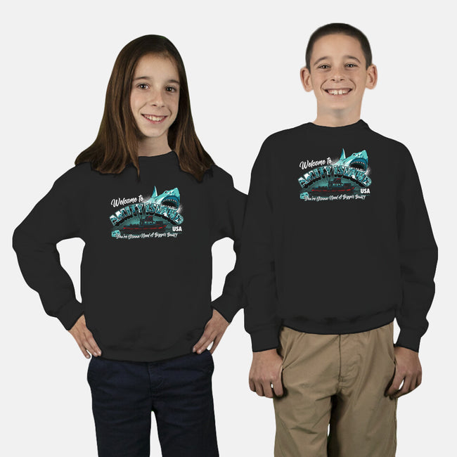 Welcome To Amity Island-youth crew neck sweatshirt-goodidearyan