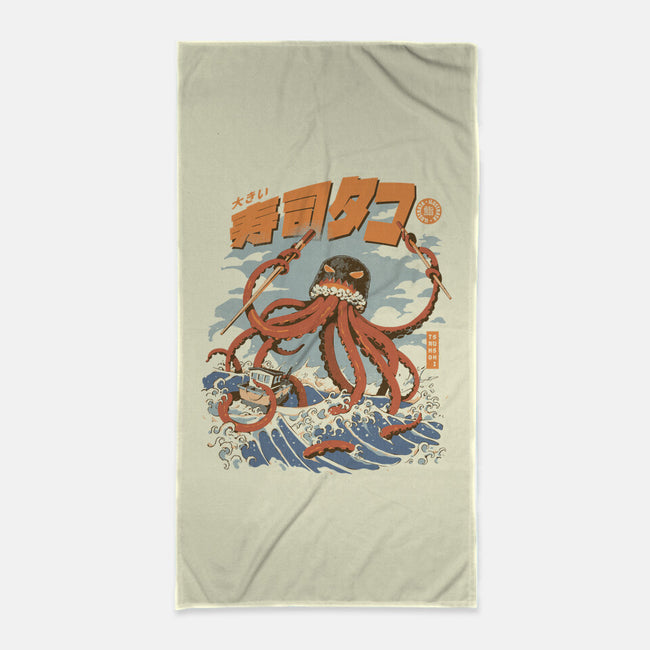 The Tako Sushi-none beach towel-ilustrata