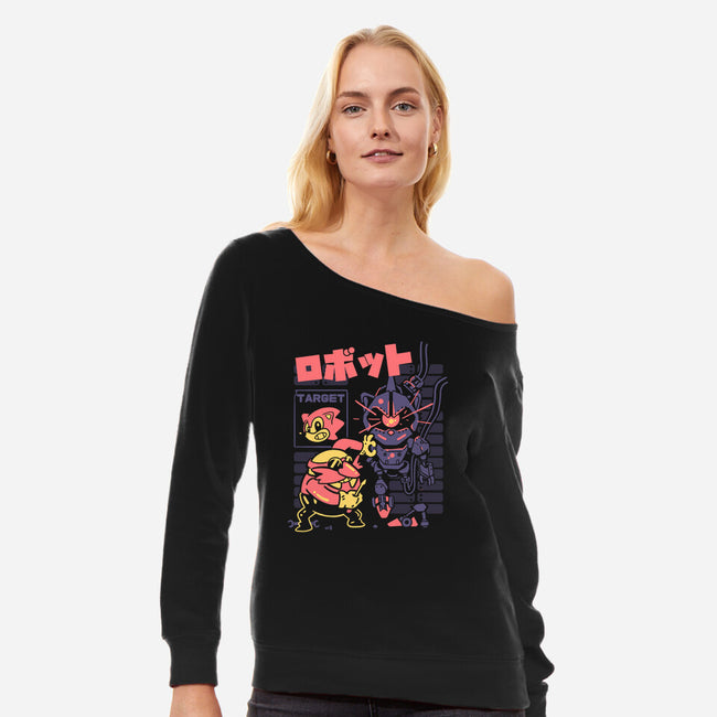 Evil Creation-womens off shoulder sweatshirt-Sketchdemao