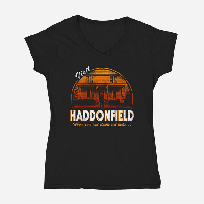 Visit Haddonfield-womens v-neck tee-Apgar Arts