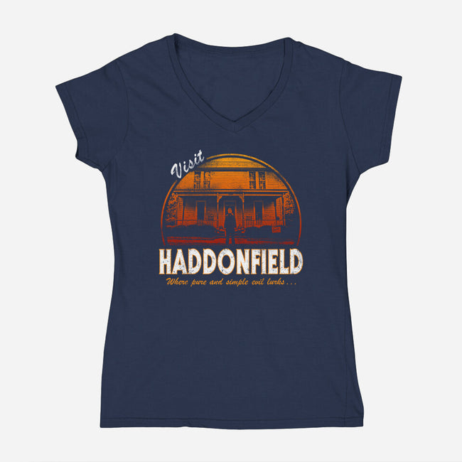 Visit Haddonfield-womens v-neck tee-Apgar Arts