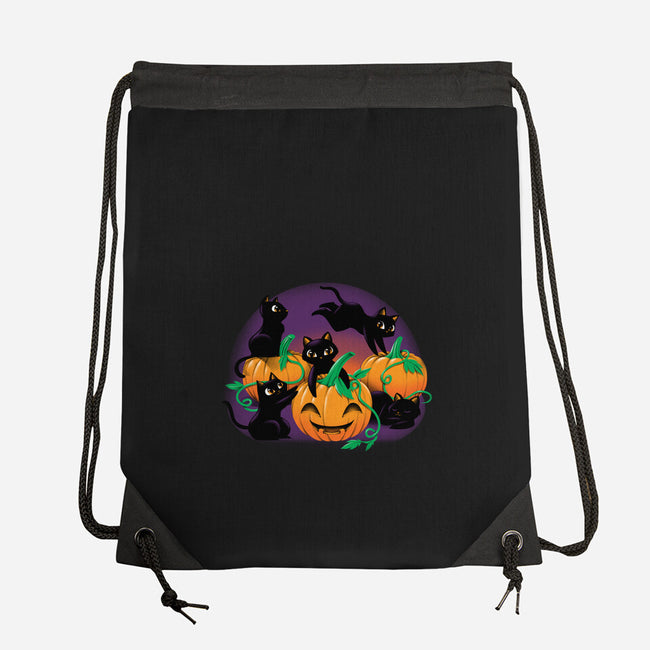 Hello Cat Halloween-none drawstring bag-tobefonseca