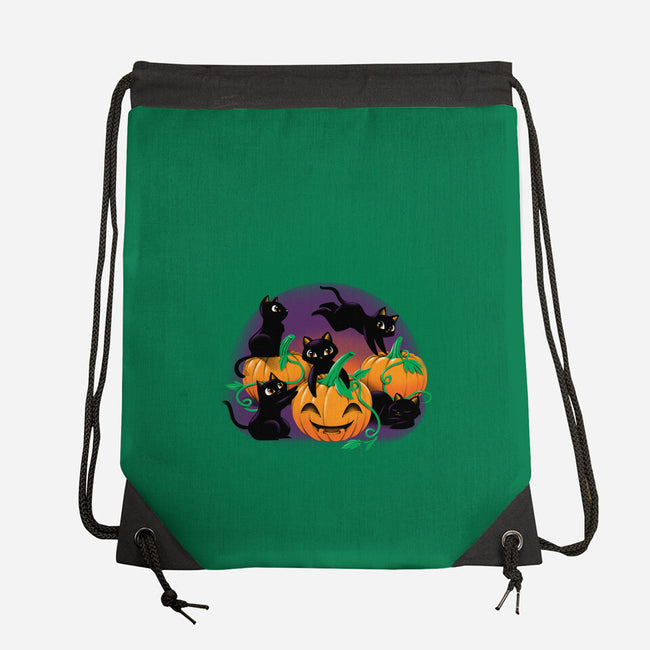 Hello Cat Halloween-none drawstring bag-tobefonseca