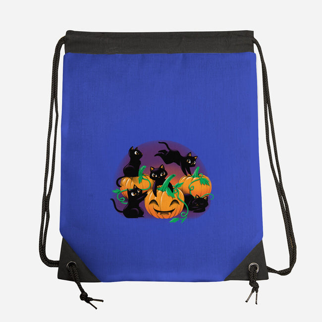 Hello Cat Halloween-none drawstring bag-tobefonseca
