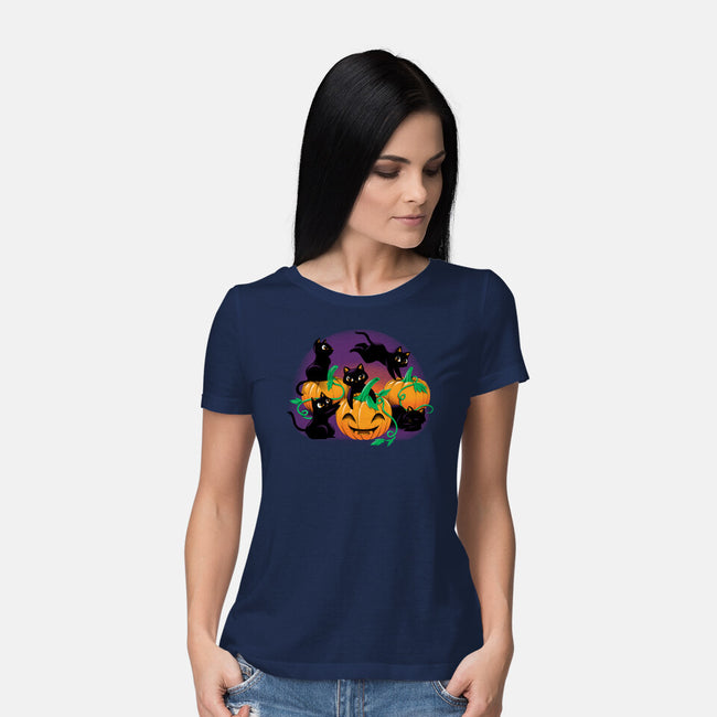 Hello Cat Halloween-womens basic tee-tobefonseca