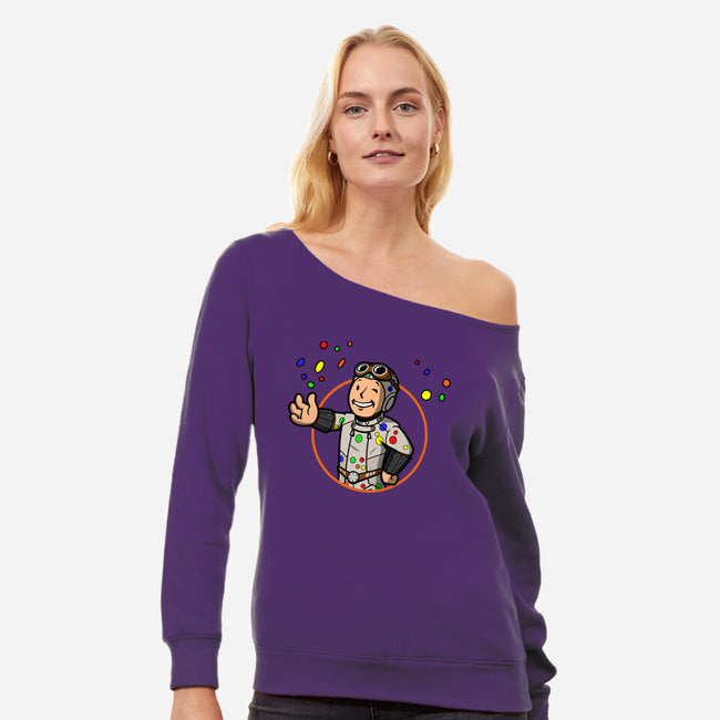 Polka Dot Boy-womens off shoulder sweatshirt-Boggs Nicolas