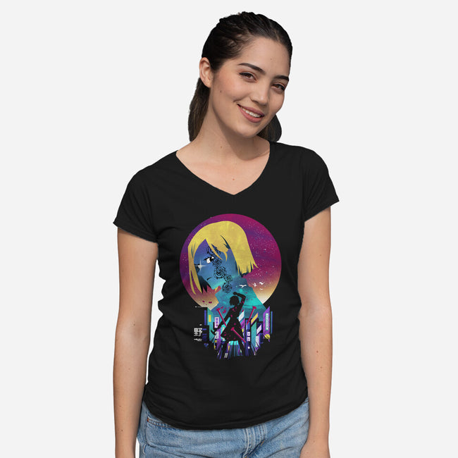 Nobara Landscape-womens v-neck tee-dandingeroz