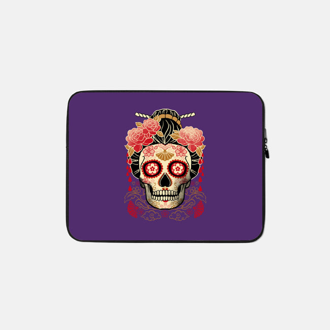 Geisha Calavera-none zippered laptop sleeve-NemiMakeit