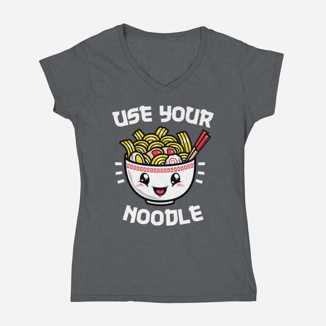 Use Your Noodle-womens v-neck tee-krisren28